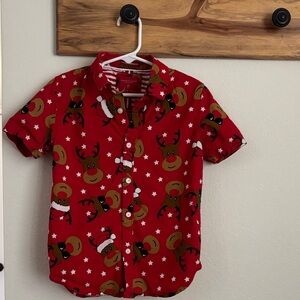 Denim & Flower Christmas Shirt Rudolph the red nose reindeer.